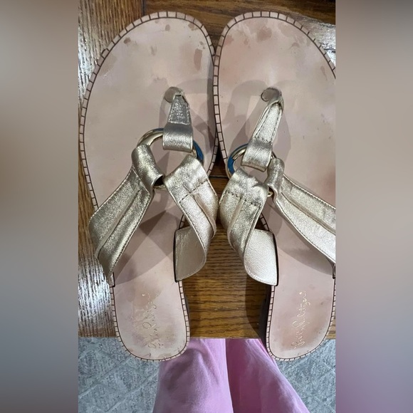 Lilly Pulitzer Shoes - Lilly Pulitzer spring  sz 9 gold leather sandles guc